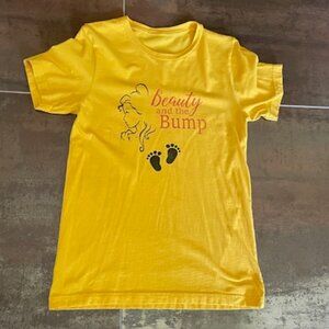 “Beauty & the Bump” Gold Maternity Short Sleeve Shirt - S